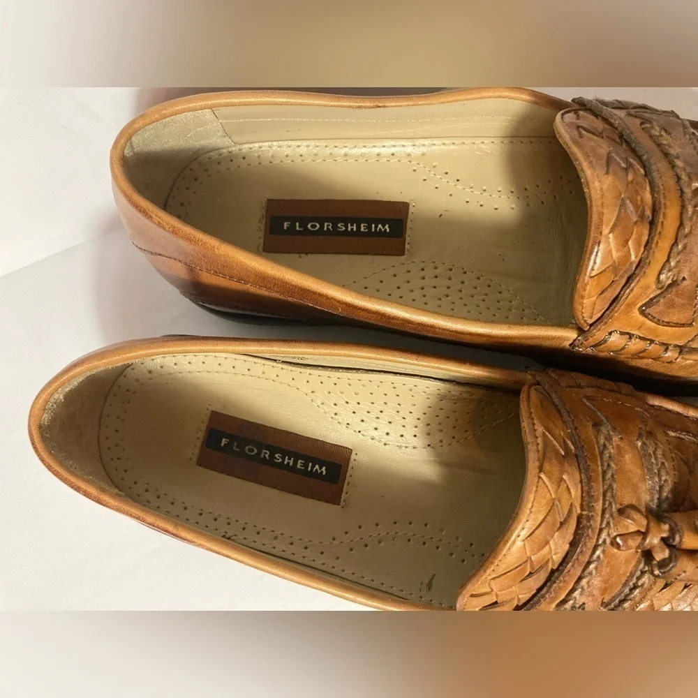 Florsheim leather tassel loafers slip on shoes brown size 9.5D